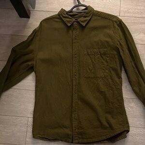 tentree Olive Green Casual Button Down Shirt